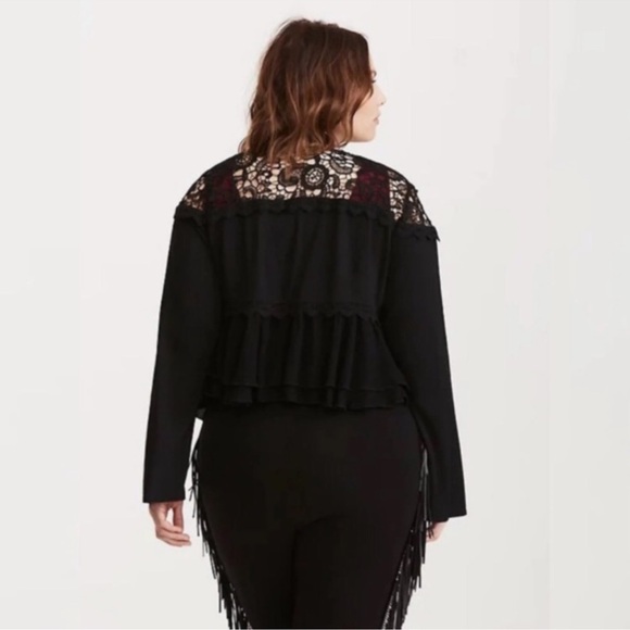 Torrid Insider Collection Black Drapey Jacket with Lace Inset Size Large - Picture 4 of 6
